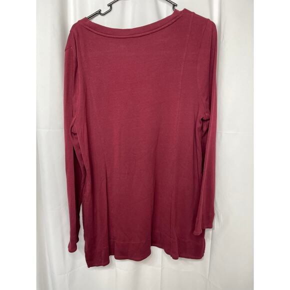 Chico's knit t-shirt tunic length top large 12 red burgundy THE UTLIMATE TEE - Picture 3 of 16